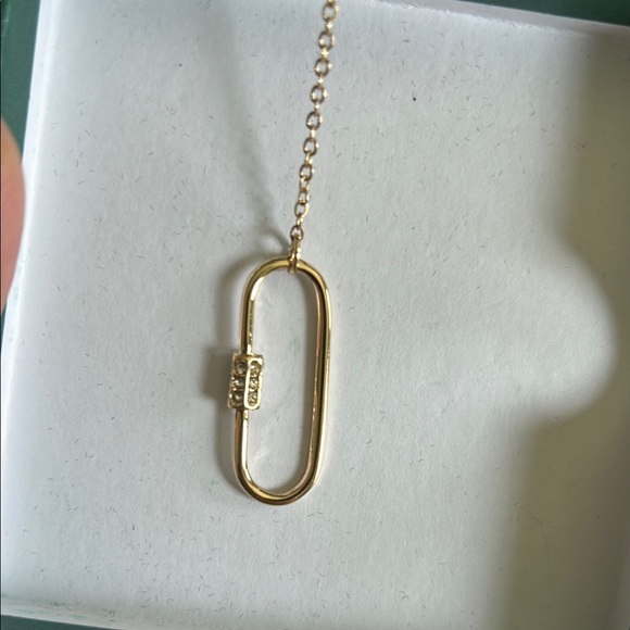 LC Lauren Conrad Gold Tone Circle /Paperclip Pendant Necklace - Picture 3 of 12